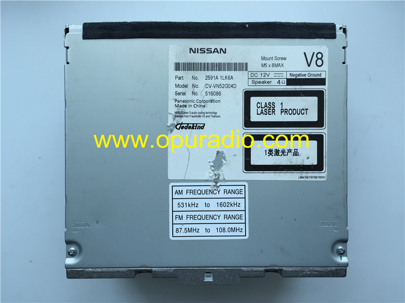 NISSAN 2591A 1LK6A PANASONIC CV-VN52G04D CD DVD PLAYER Pathfinder